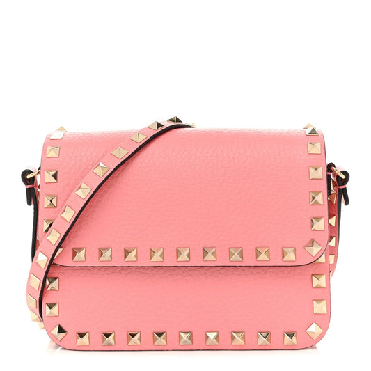 Vitello Rockstud Flap Crossbody Bag Pink