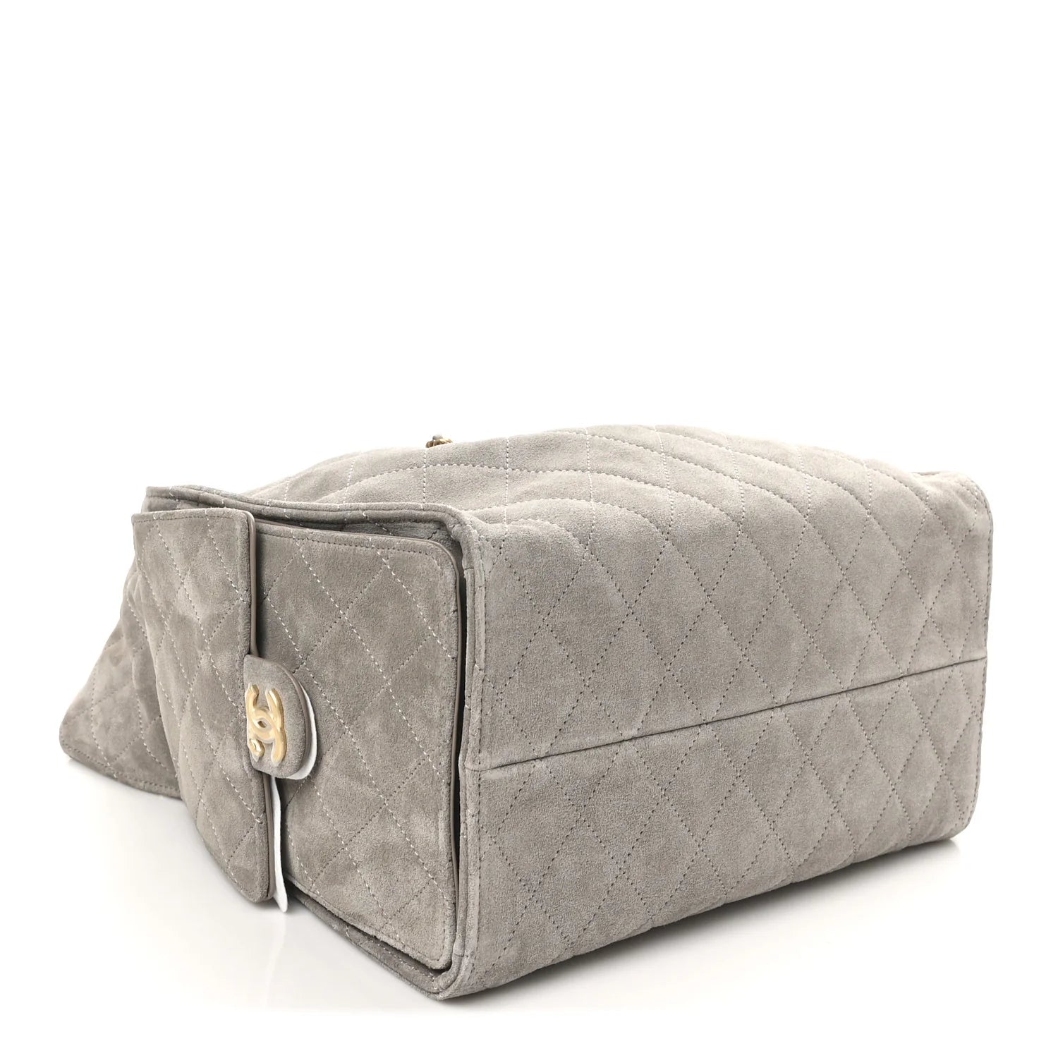 Suede Quilted Medium  25 Handbag Grey