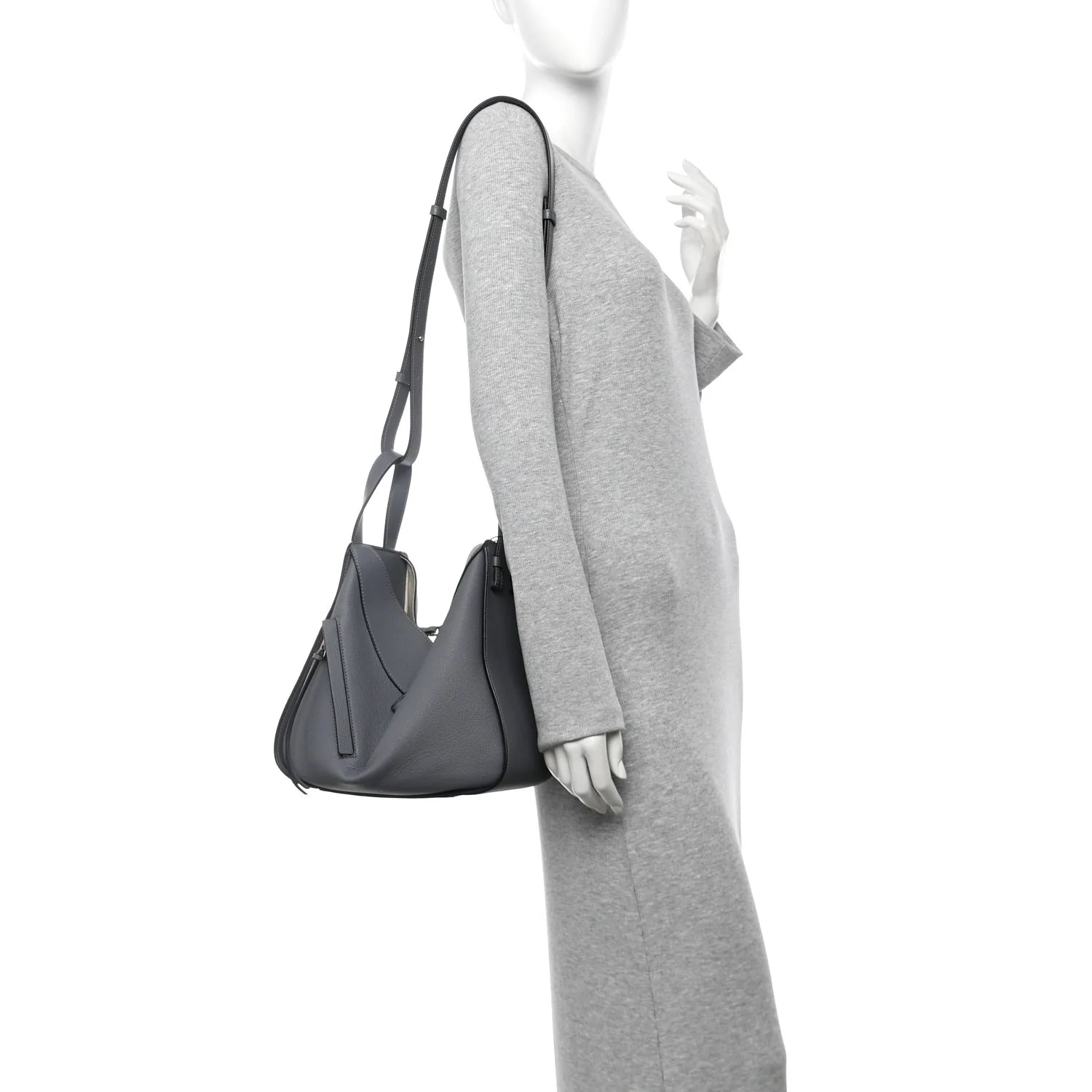 Grained Calfskin Small Hammock Shoulder Bag Asphalt