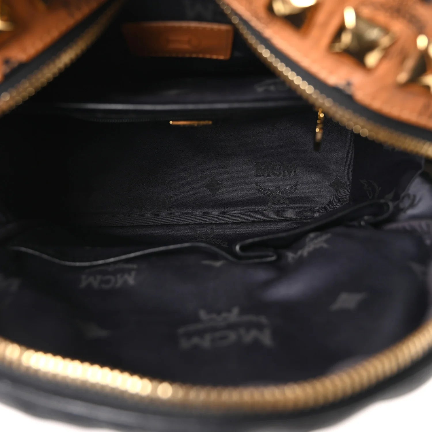 Visetos Studded Colorblock Small Stark Brock Backpack Cognac Black