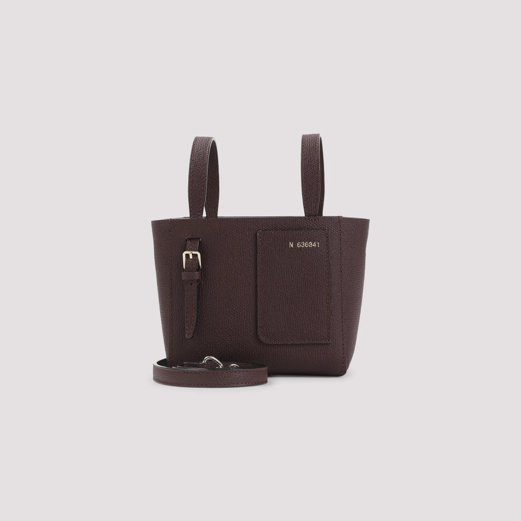 DARK RED BUCKET MINI CALF LEATHER SHOULDER BAG