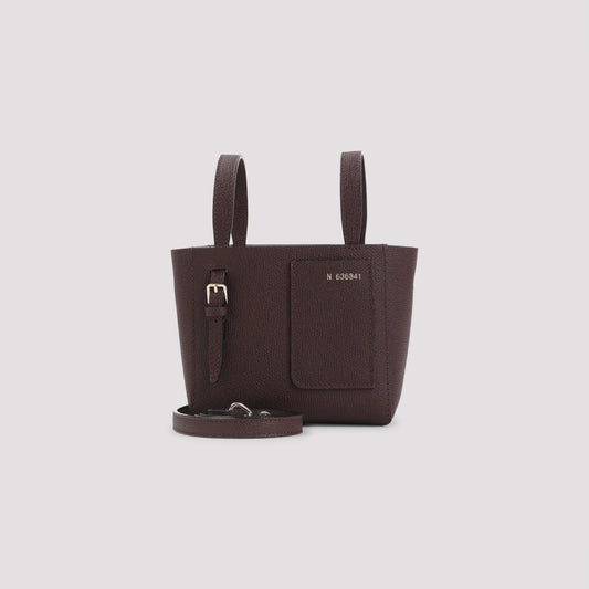 DARK RED BUCKET MINI CALF LEATHER SHOULDER BAG