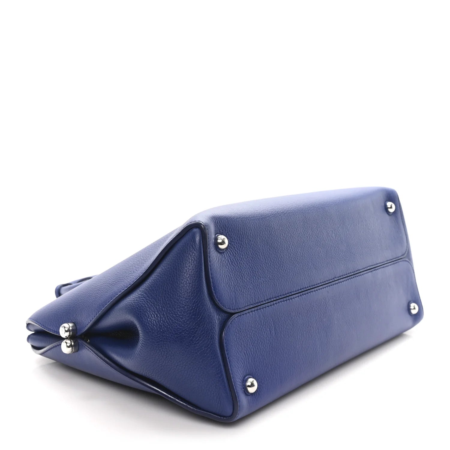 Grained Calfskin Bar Tote Blue