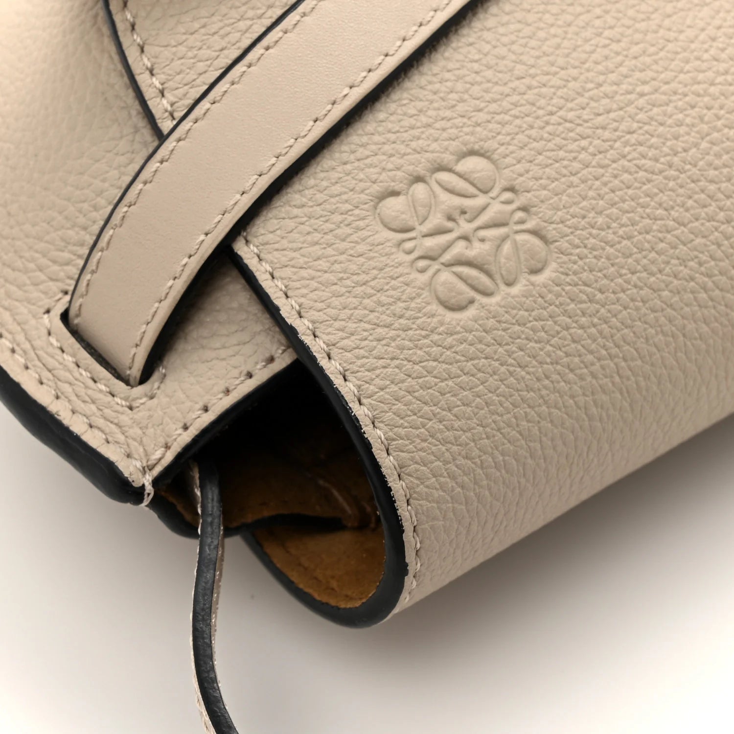 Grained Calfskin Mini Gate Crossbody Bag Light Oat