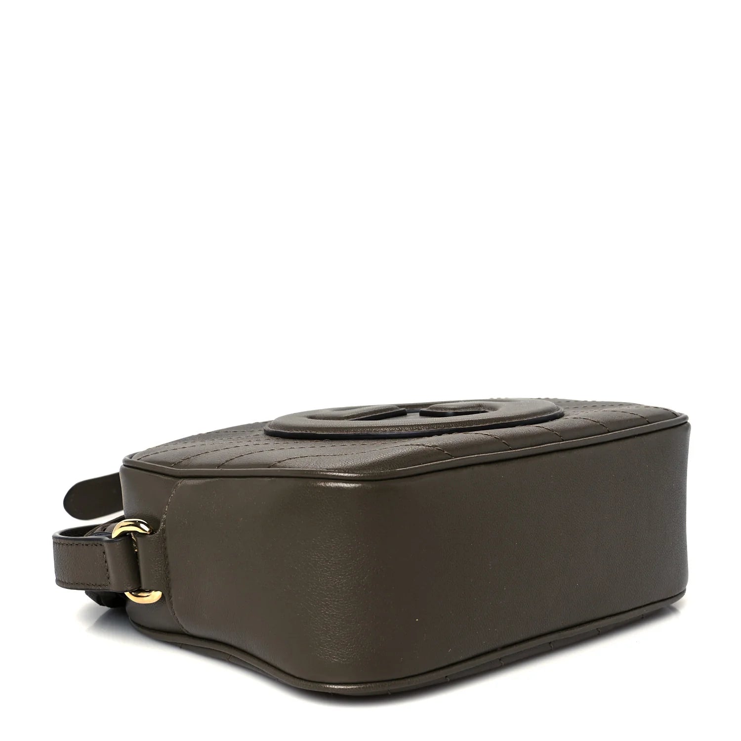 Sakai Be Green Calfskin Diagonal Stitched Small Blondie Shoulder Bag Craclet Brown