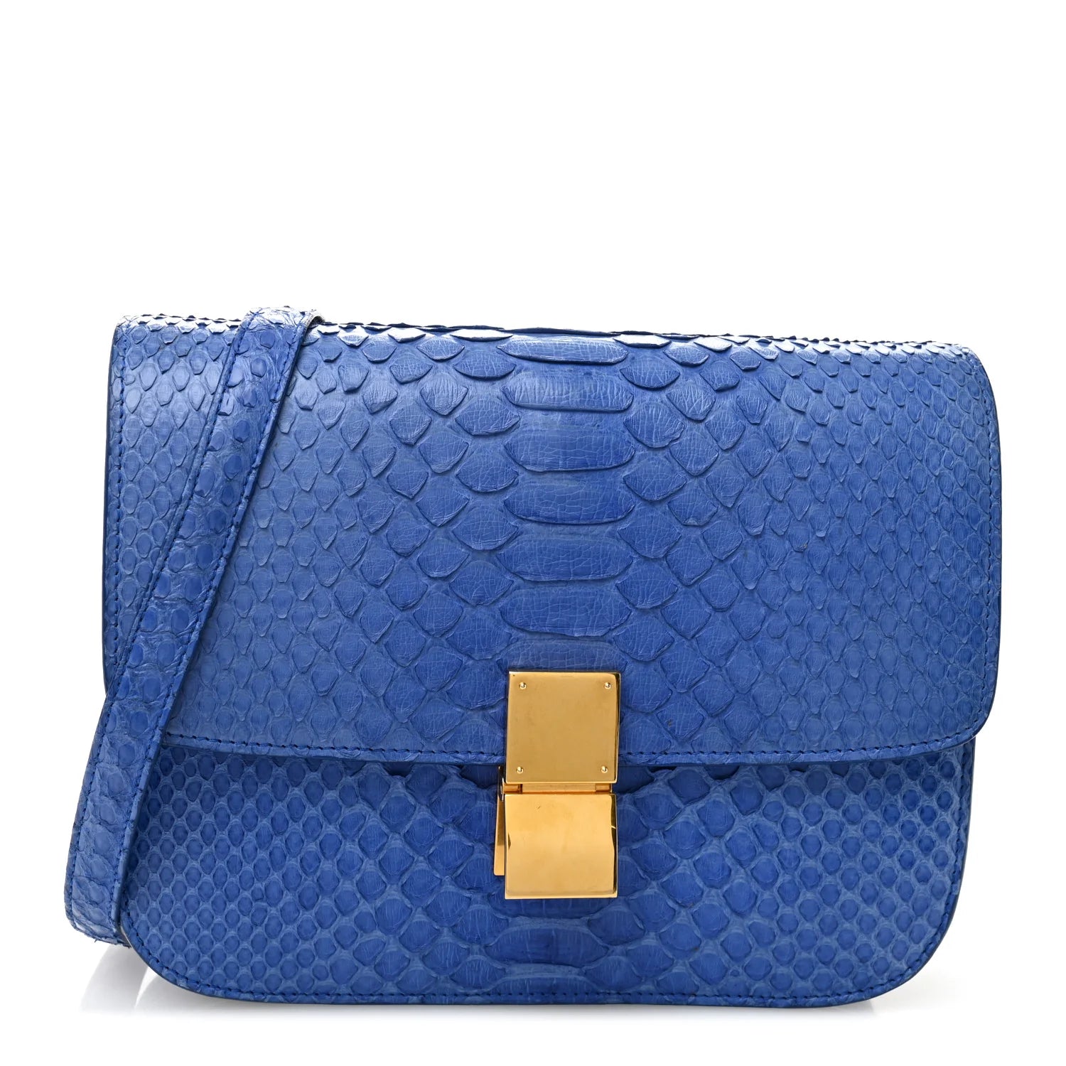 Snakeskin Medium Classic Box Flap Blue