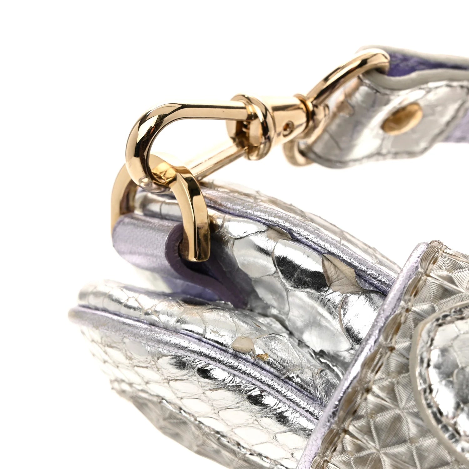 Snakeskin Nylon Vanity Mirror Clutch Transparent