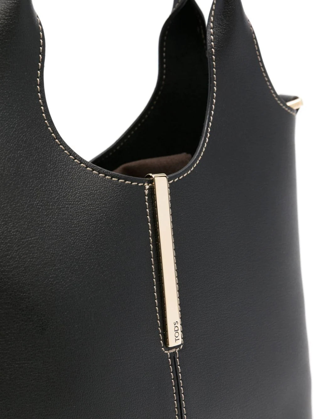 LEATHER MINI SHOPPING TOTE BAG with BRANDED METAL BAR ACCESSORY