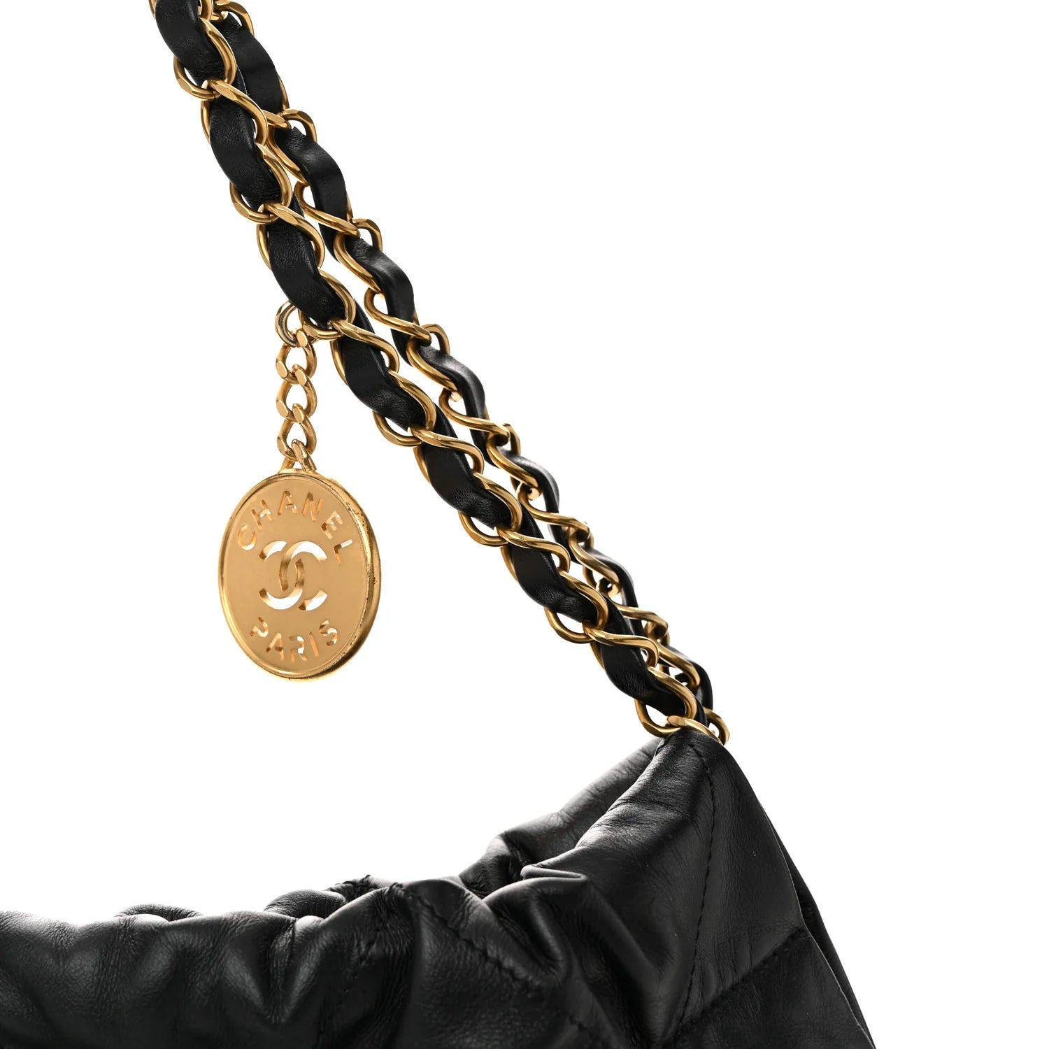 Shiny Calfskin Quilted  22 Black