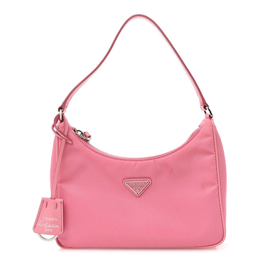 Tessuto Nylon Saffiano Mini Re-Edition 2005 Bag Begonia