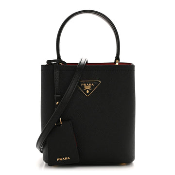 Saffiano Cuir Small Panier Bucket Bag Black Fuoco