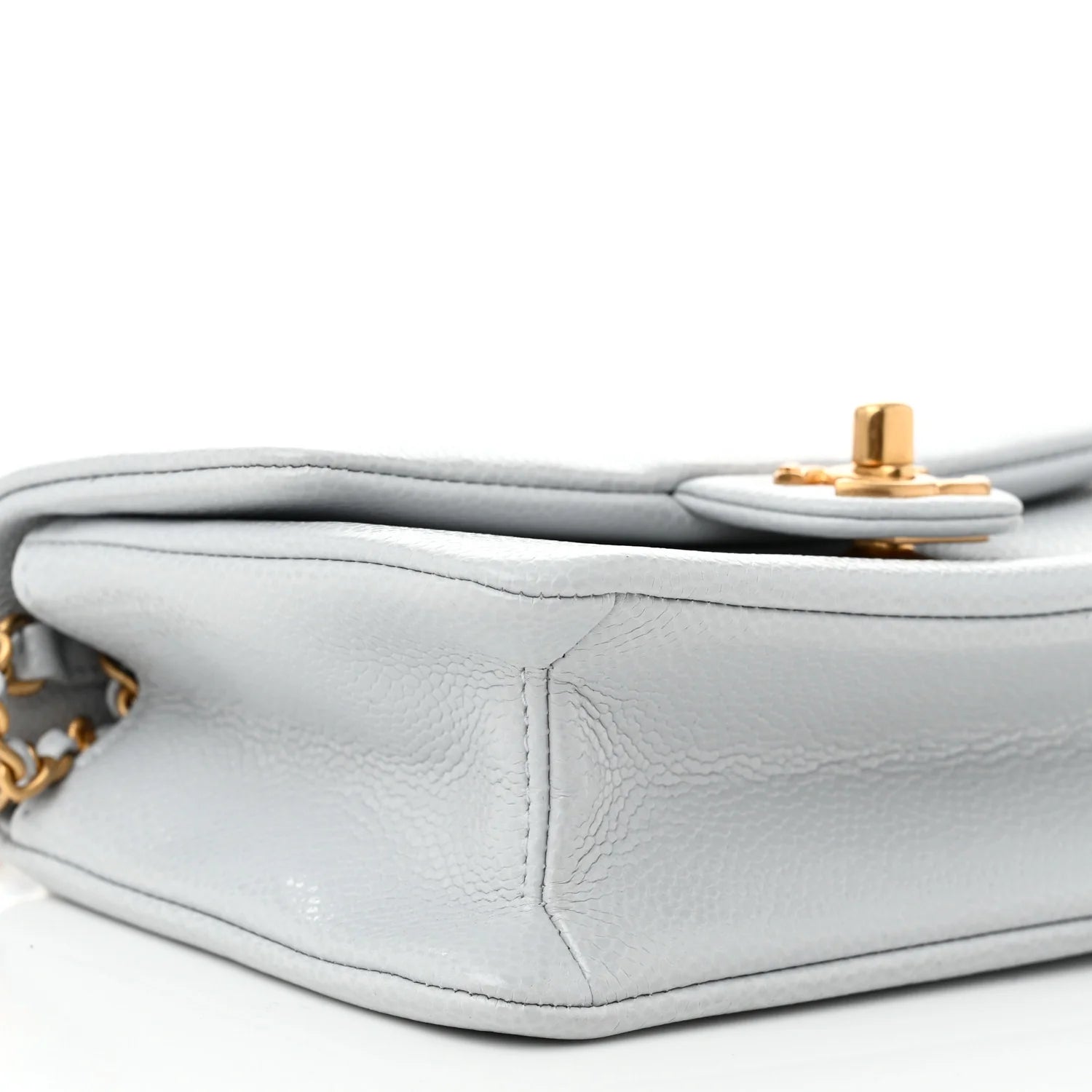 Shiny Caviar Mini Flap Bag Light Blue