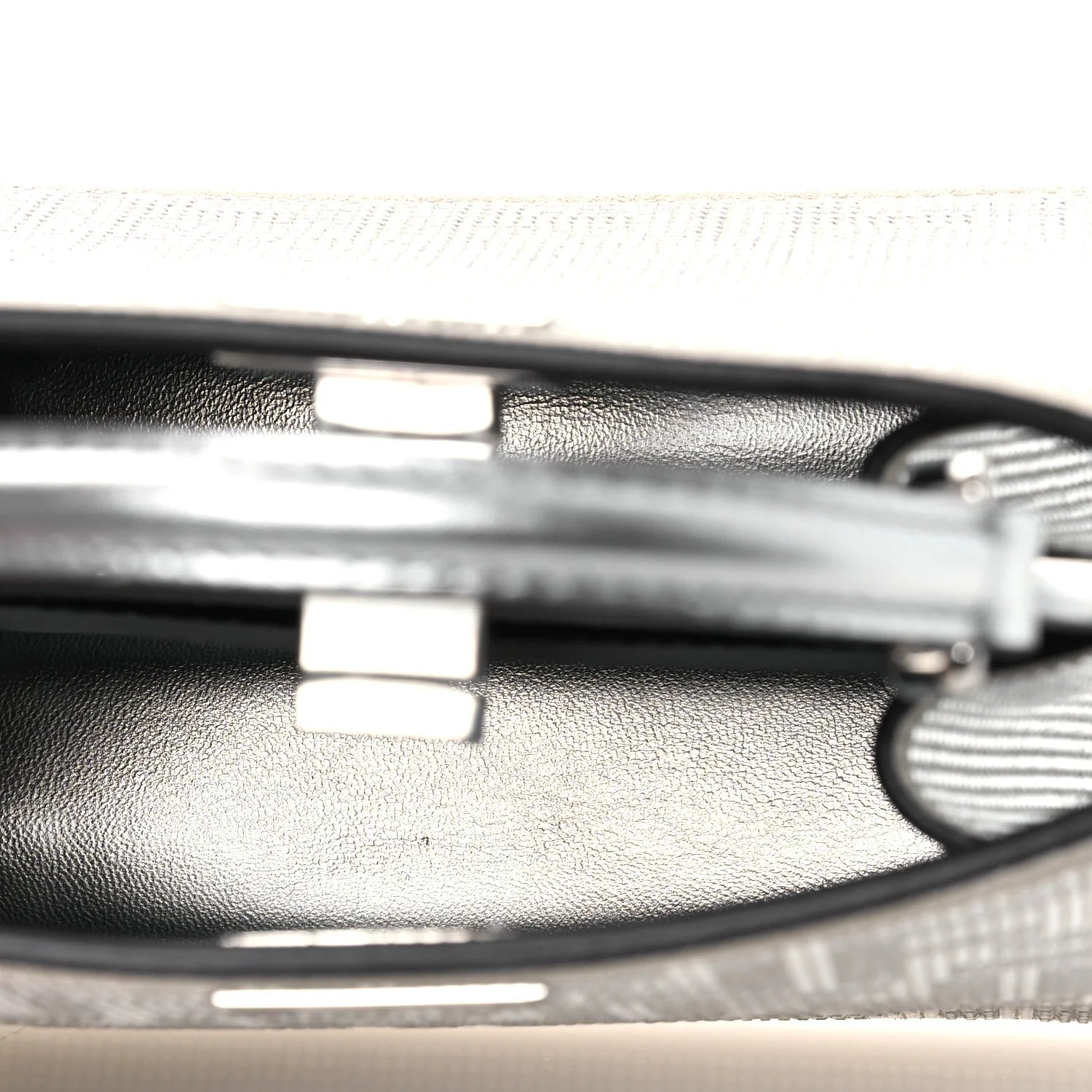 Crystal Vitello Laminato FF Petite Peekaboo I SEE U Satchel Crystal Argento