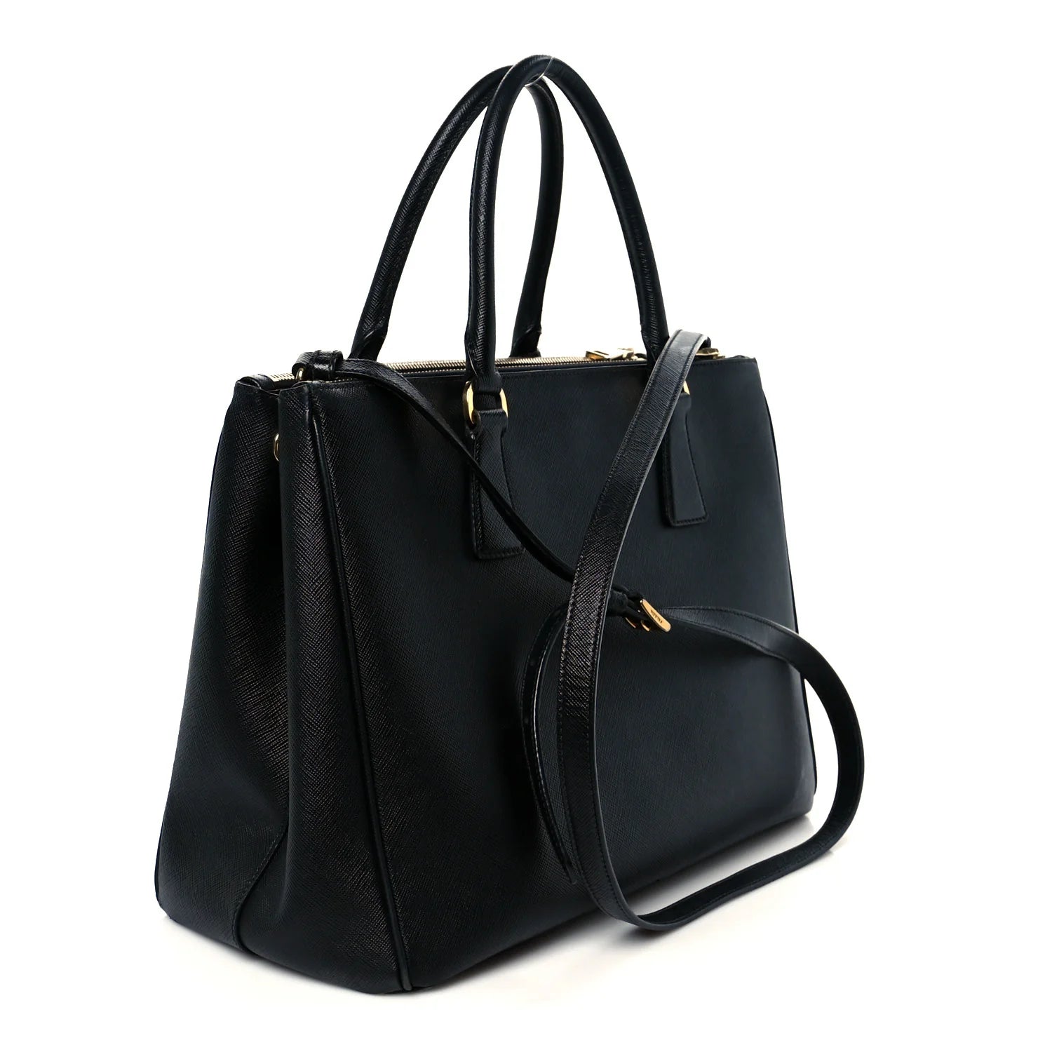 Saffiano Medium Galleria Double Zip Tote Black