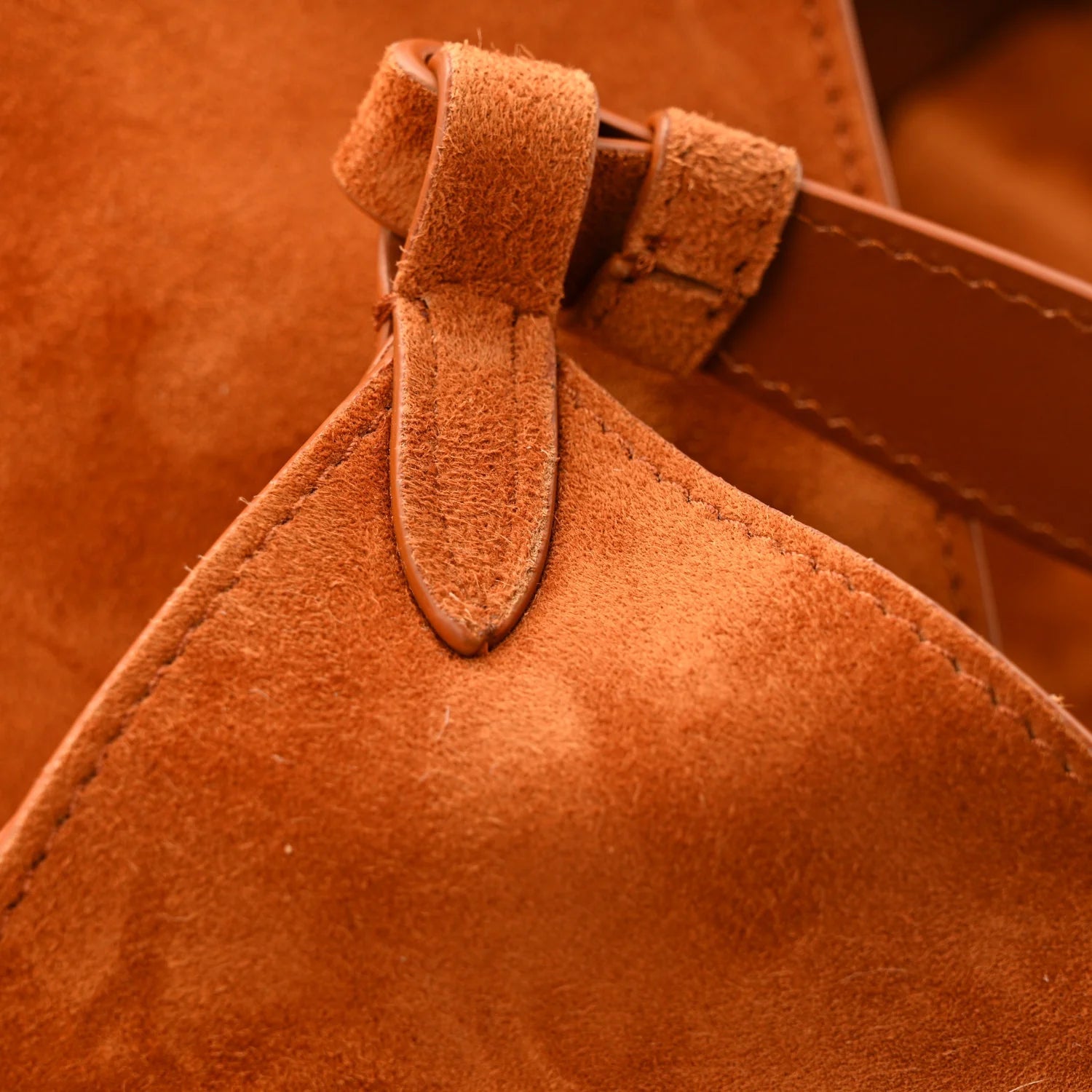 Suede Calfskin Medium Lotus Tote Caramel