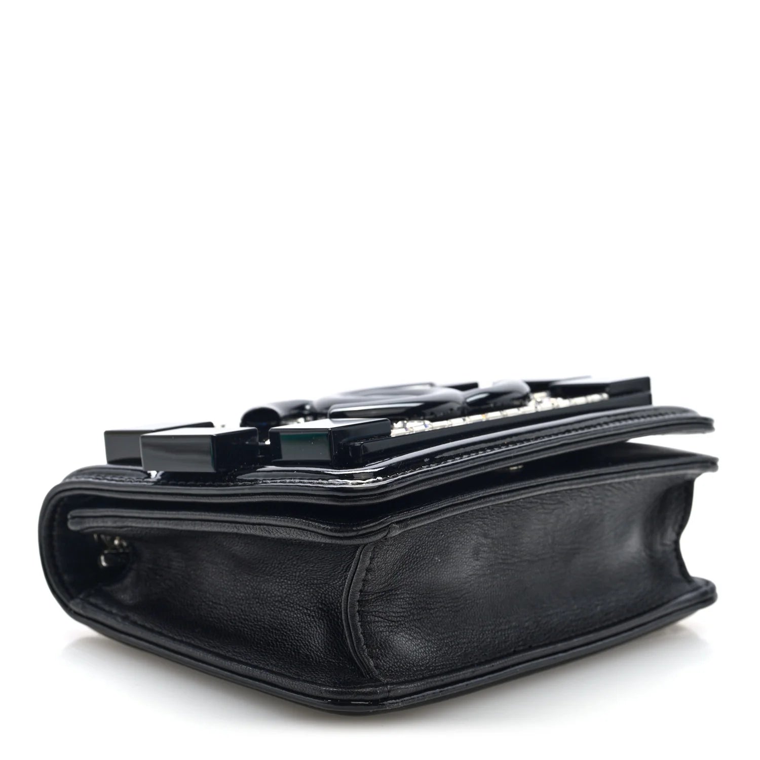 Plexiglass Patent Baguette Crystal Mini Boy Brick Flap Black