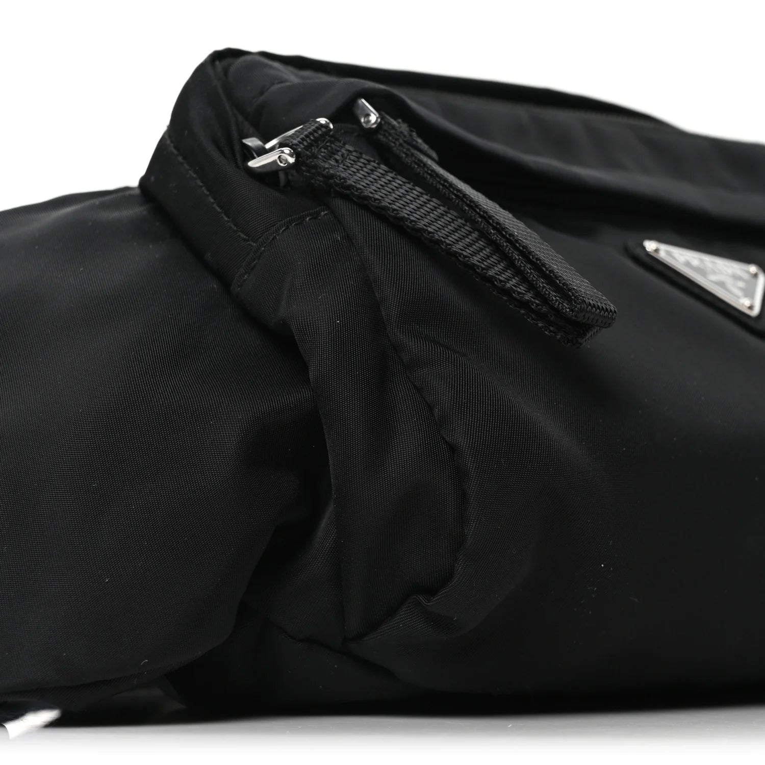 Tessuto Nylon Double Pocket Belt Bag Black