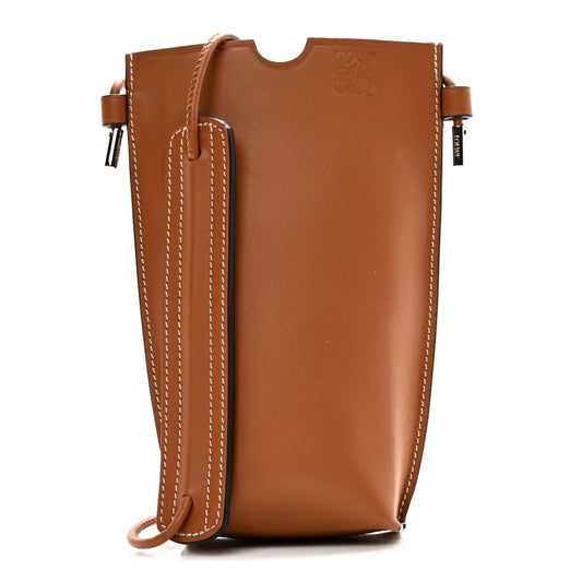 Smooth Calfskin Anagram Phone Pouch Tan