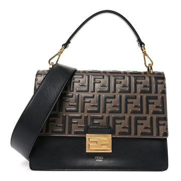 Vitello Liberty Bi-Color FF 1974 Embossed Chain Strap Kan U Shoulder Bag Black Maya