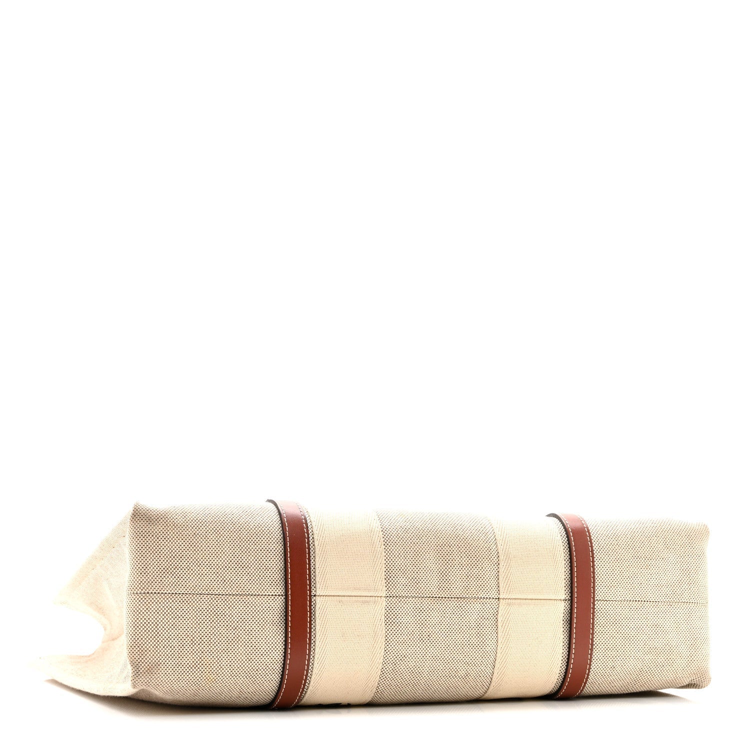 Cotton Calfskin Large Woody Ribbon Tote White Brown