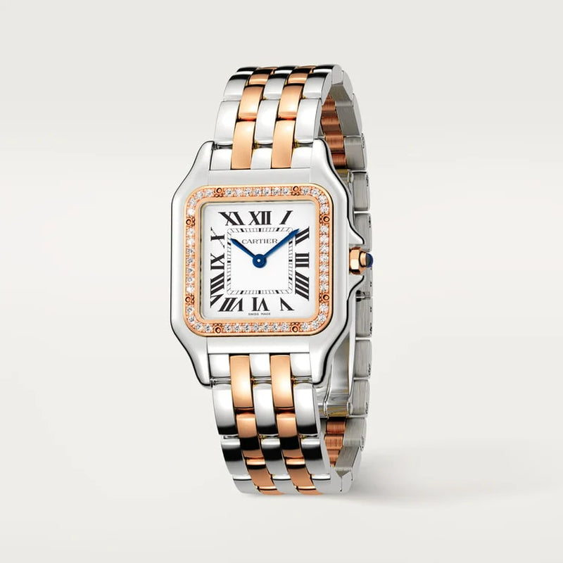 Unworn  Panthère De , Stainless Steel, 18K Rose Gold and Diamonds, 29Mm X 37Mm, Ref# W3PN0007, Box and Papers