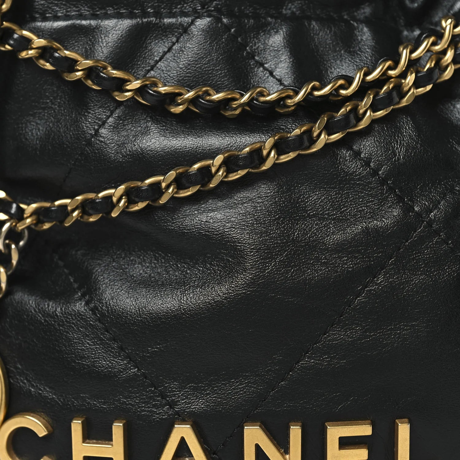 Shiny Calfskin Quilted Mini  22 Black