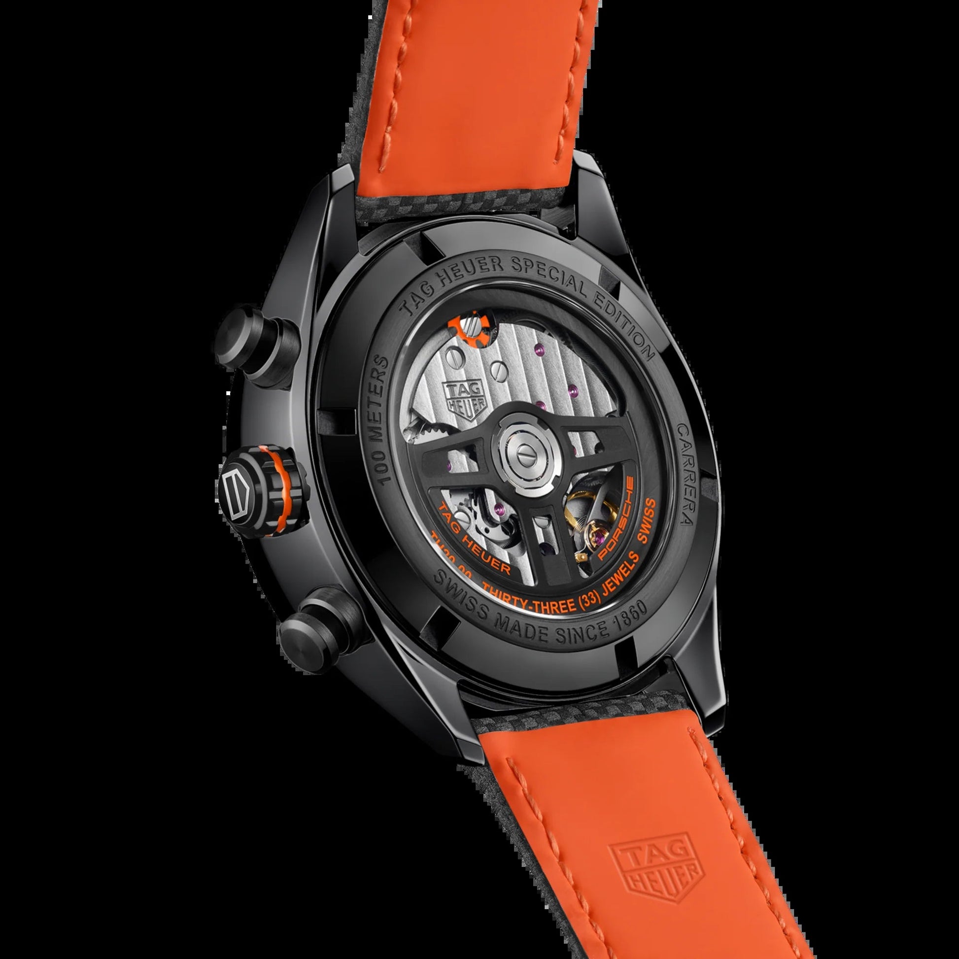 Unworn  Carrera Chronograph X Porsche Orange Racing Special Edition, Dlc-Coated Stainless Steel, 44Mm, Ref# CBN2A1M.FC6526, Box & Papers