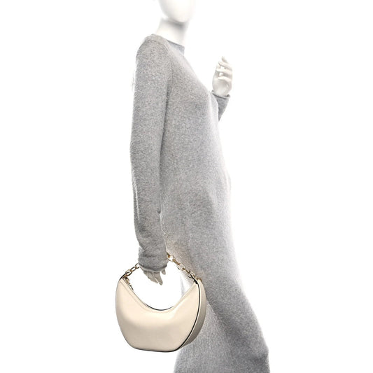 Grainy Calfskin Small Vlogo Moon Hobo Bag Ivory