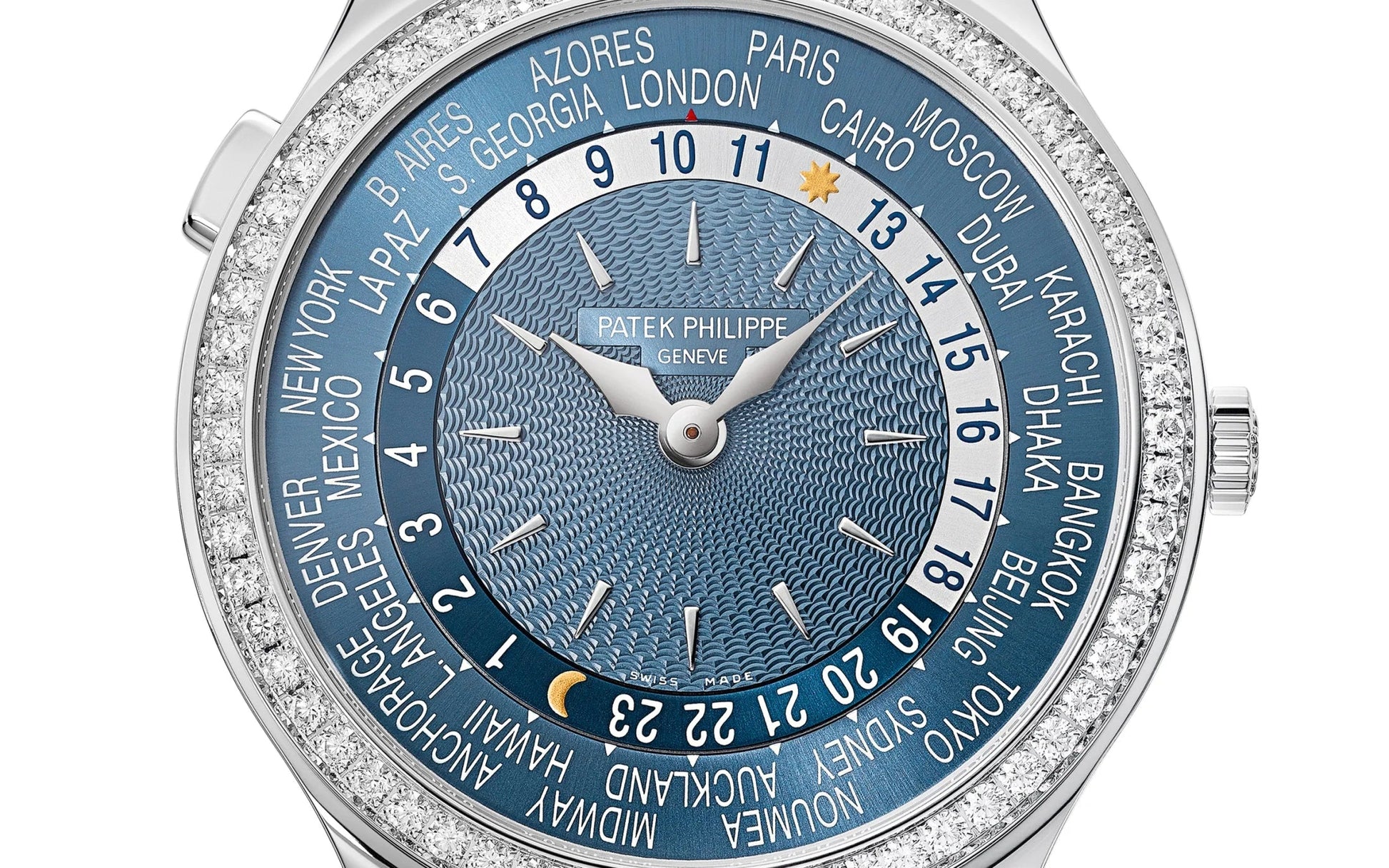 Women’S Complication World-Time, 18K White Gold Set with 89 Diamonds (~1.03 Ct.), 36Mm, Ref# 7130G-016