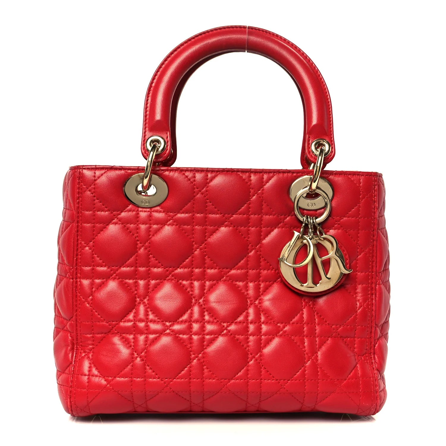 Lambskin Cannage Medium Lady Dior Red