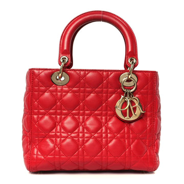 Lambskin Cannage Medium Lady Dior Red