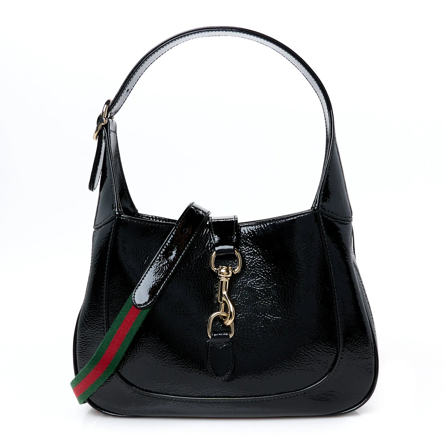 Patent Calfskin Small Jackie Shoulder Bag Black