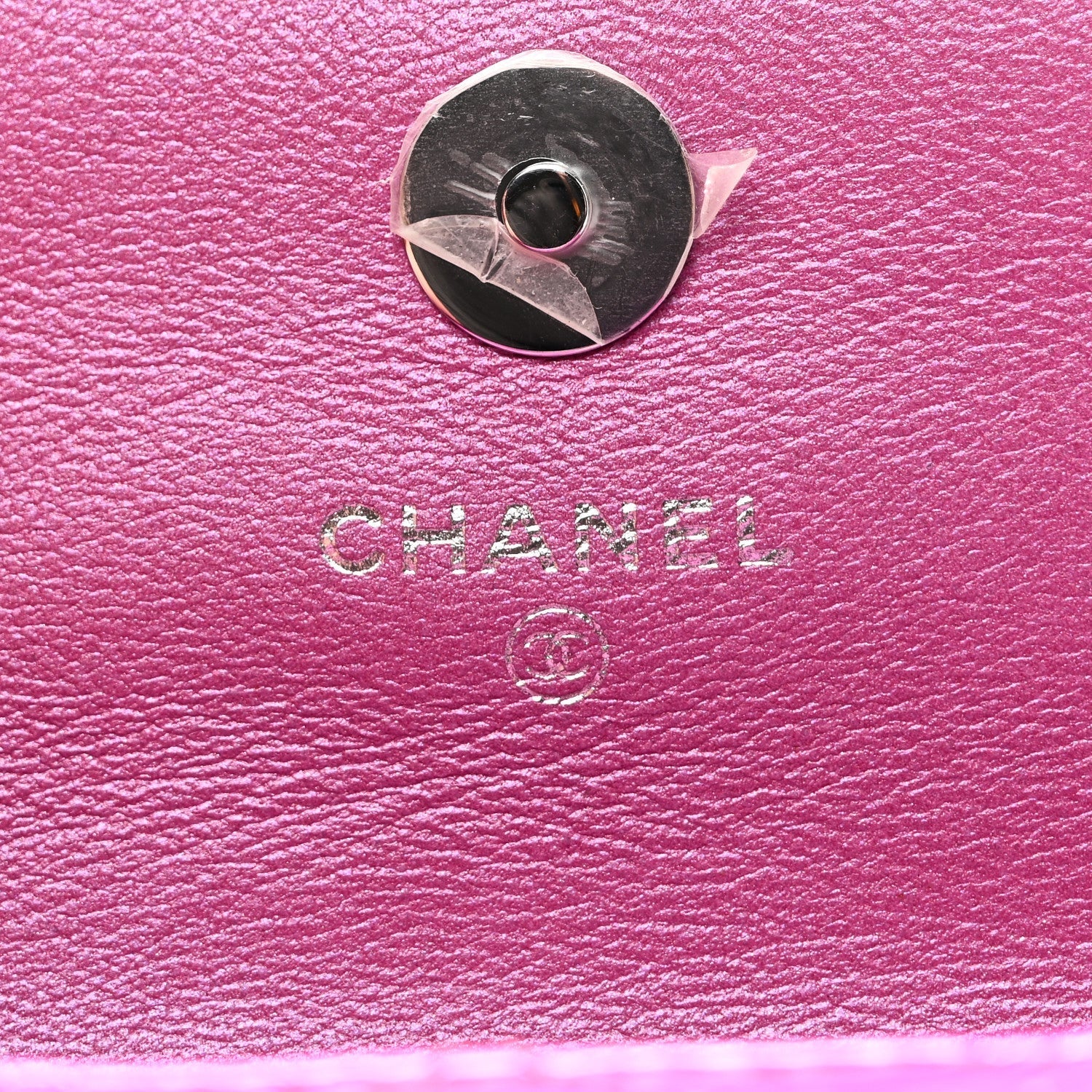 Patent Lambskin Quilted CC Hook Card Holder Pink