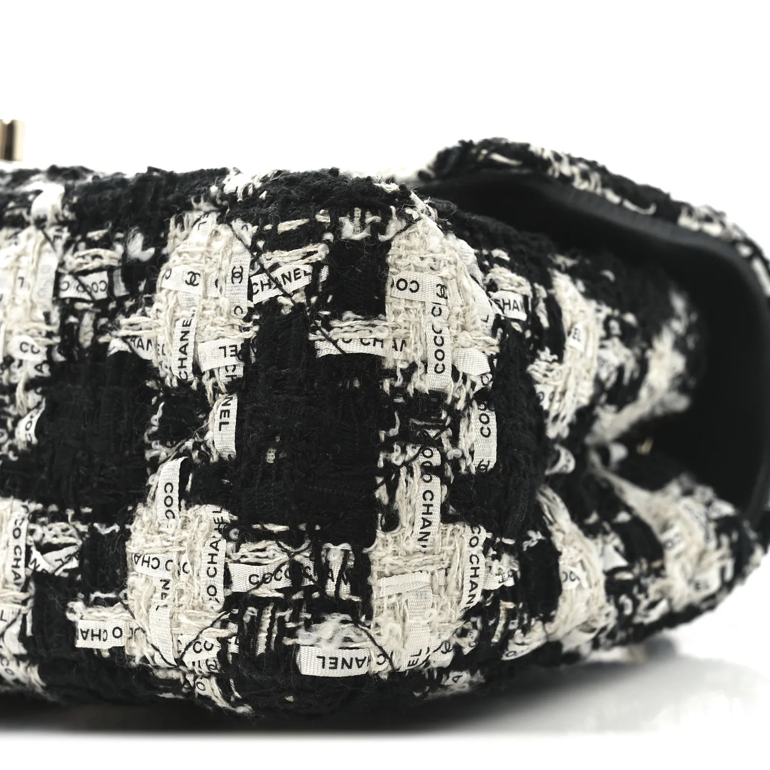 Tweed Quilted Mini Rectangular Flap Black Ecru White