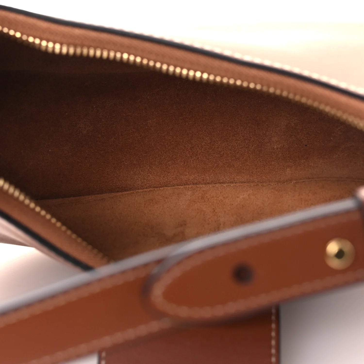 Smooth Calfskin Medium Strap Ava Triomphe Shoulder Bag Tan