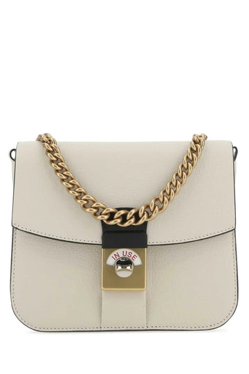 TWO-TONE LEATHER and COTTON NEW LOCK SQUARE HANDBAG