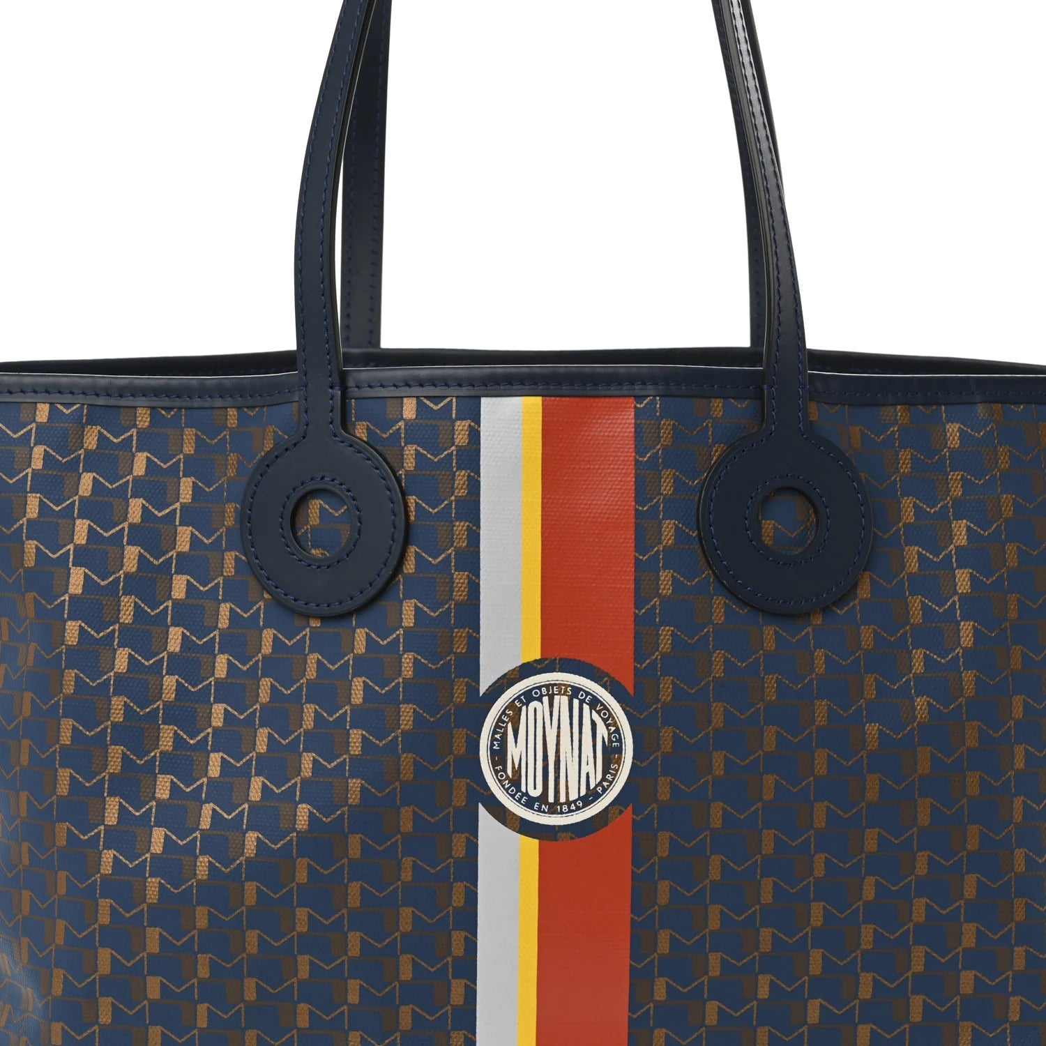 Grained Calfskin Canvas 1920 Oh! Tote Ruban MM Indigo Bronze