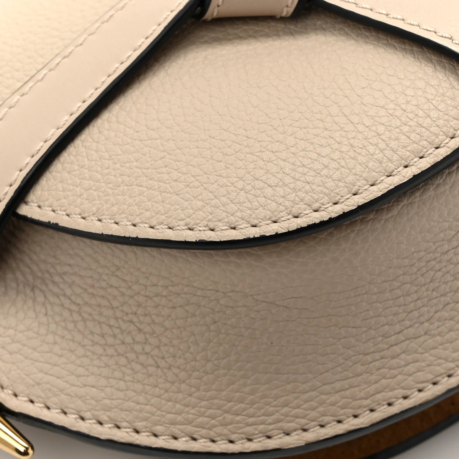 Grained Calfskin Mini Gate Crossbody Bag Light Oat