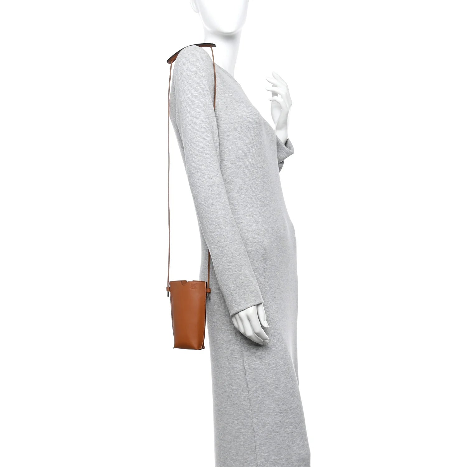 Smooth Calfskin Anagram Phone Pouch Tan