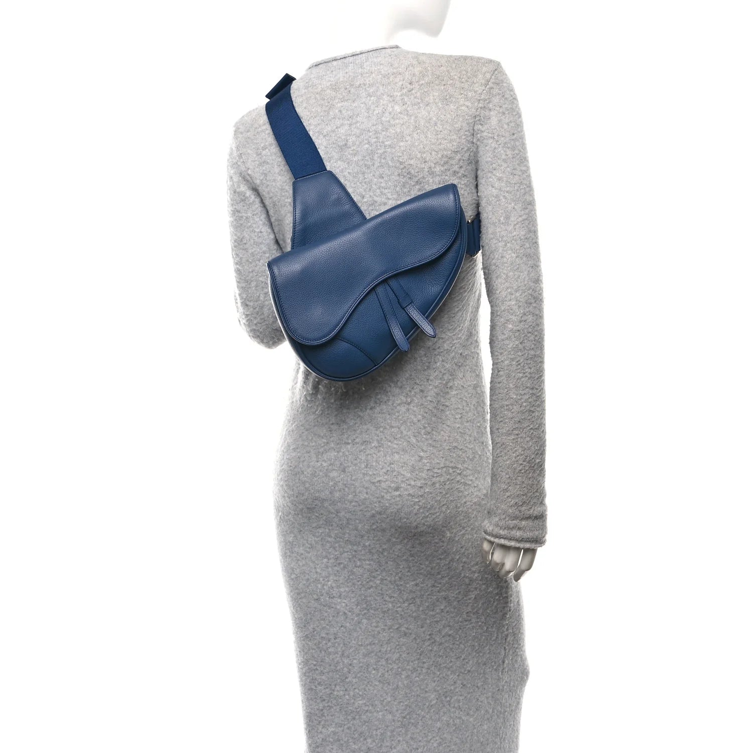 Grained Calfskin Mens Saddle Bag Navy Blue