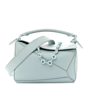 Grained Calfskin Small Puzzle Bag Aquamarine