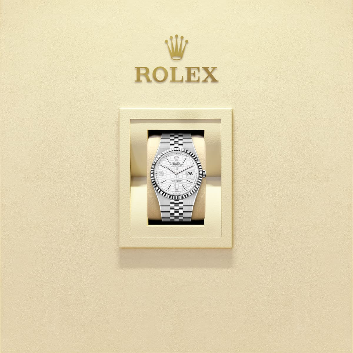 Unworn 2025,  Land-Dweller 40, Oystersteel and 18K White Gold, Intense White Dial, Fluted Flat Jubilee, Ref# 127334-0001, Box and Papers