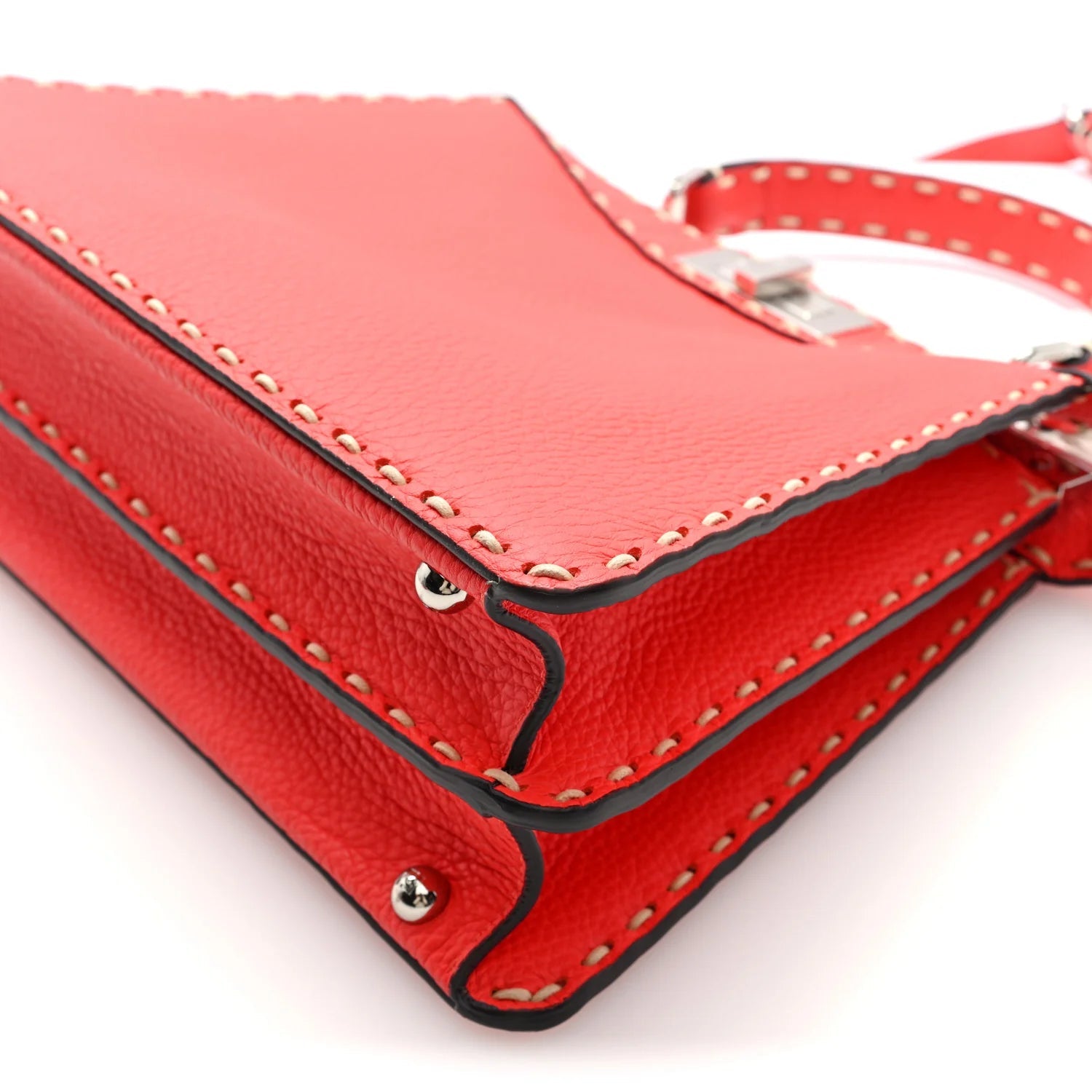 Vitello Granato Camoscio Selleria Macro Stitchings Medium Peekaboo I SEE U Satchel Tullipano