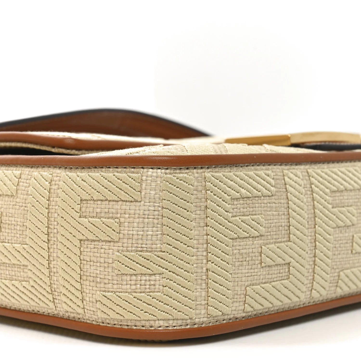 Raffia Vitello King Lucido FF Embroidered Baguette Alchemy Brandy