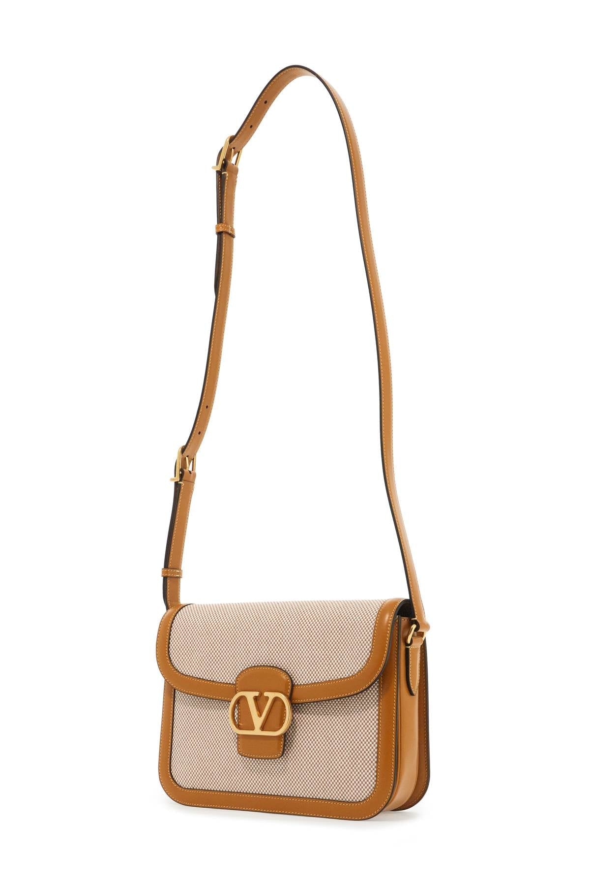 TWO-TONE CANVAS and LEATHER 9TO5 SHOULDER BAG