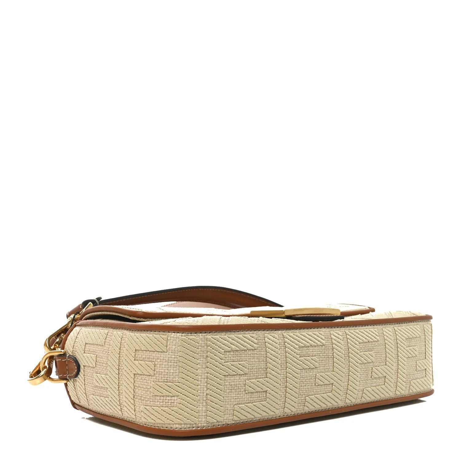 Raffia Vitello King Lucido FF Embroidered Baguette Alchemy Brandy