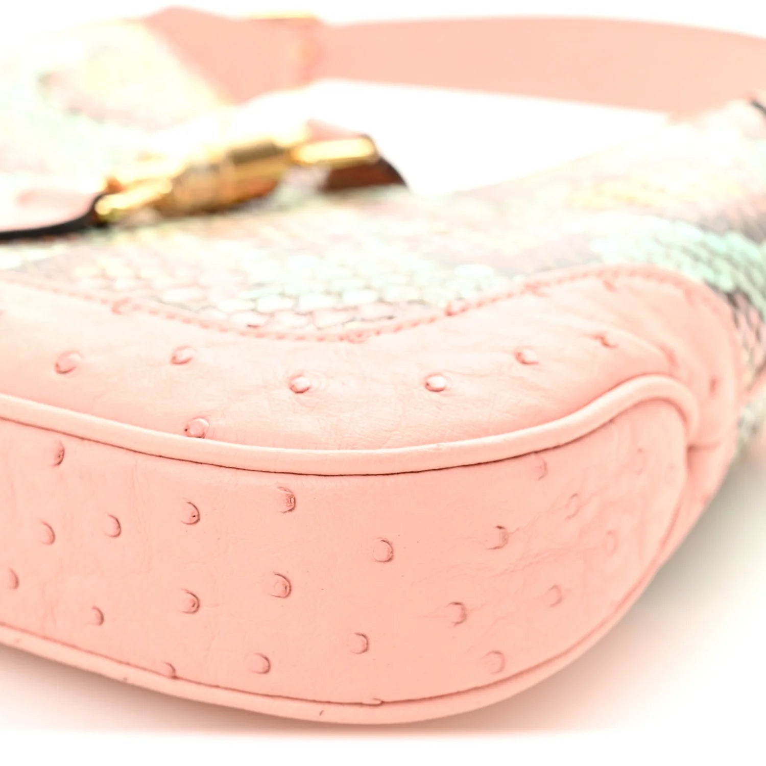 Snakeskin Ostrich Calfskin Small Jackie 1961 Hobo Pink Multicolor