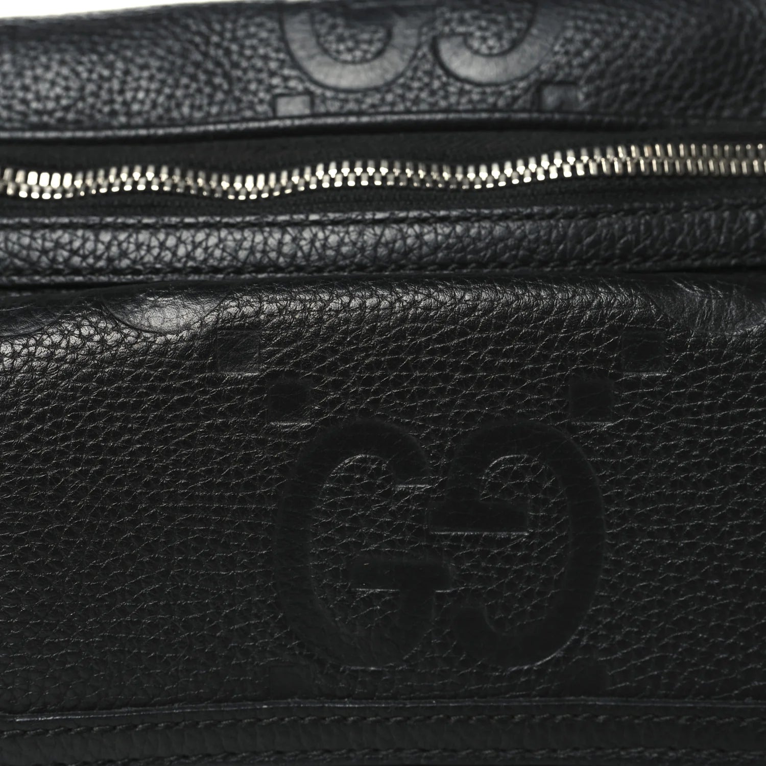 Piuma Calfskin Jumbo GG Embossed Pocket Belt Bag Black