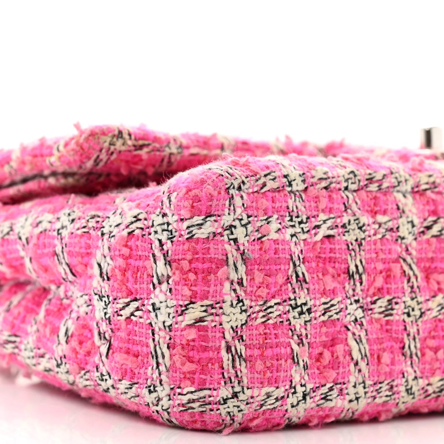 Tweed Quilted Medium Double Flap Hot Pink
