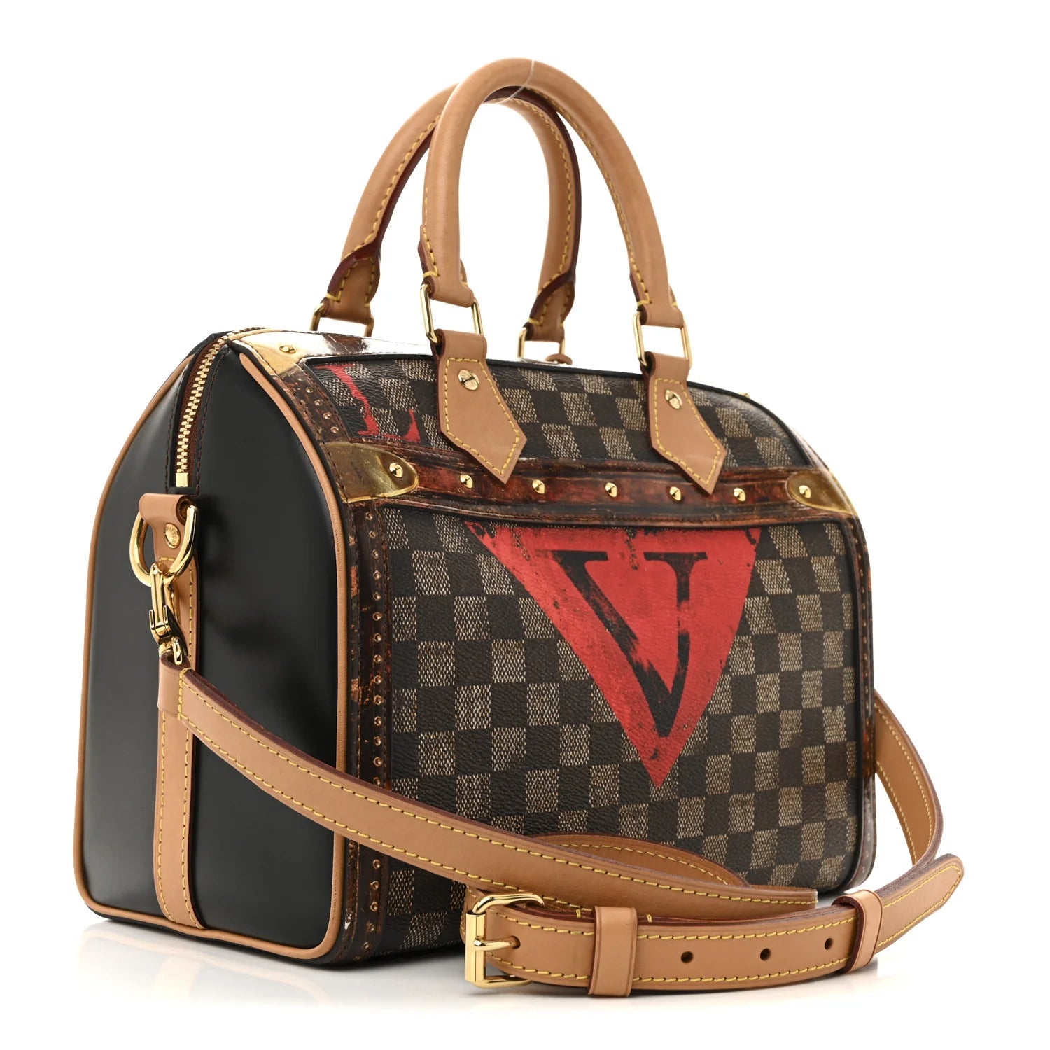 Transformed Damier Ebene Time Trunk Speedy Bandouliere 25 Black